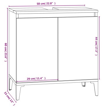 vidaXL Ντουλάπι Νιπτήρα Grey Sonoma 58x33x60cm Επεξεργ. Ξύλο 1 τεμ.