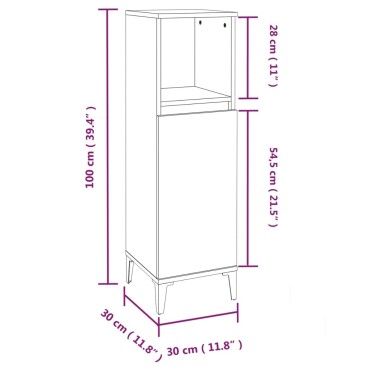 vidaXL Ντουλάπι Μπάνιου Γυαλιστερό Λευκό 30x30x100cm Επεξεργ. Ξύλο