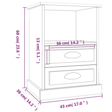 vidaXL Κομοδίνα 2 τεμ. Γκρι Σκυροδέματος 43x36x60cm