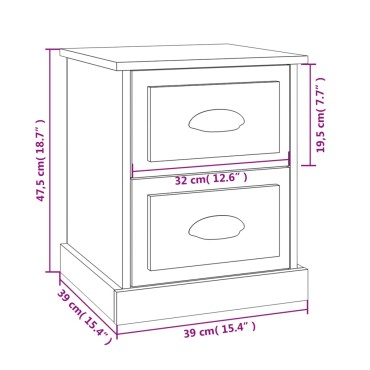 vidaXL Κομοδίνα 2 τεμ. Sonoma Oak 39x39x47,5cm από Επεξεργασμένο Ξύλο