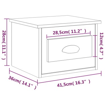 vidaXL Κομοδίνο Επιτοίχιο Καπνιστή Δρυς 41,5x36x28cm 1 τεμ.