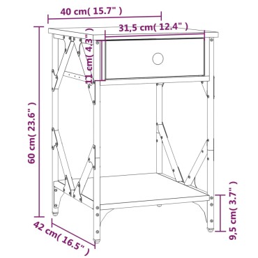 vidaXL Κομοδίνα 2 τεμ. Sonoma Δρυς 40x42x60cm από Επεξεργασμένο Ξύλο