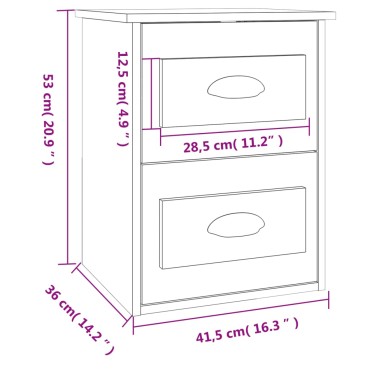 vidaXL Κομοδίνο Επιτοίχιο Γυαλιστερό Λευκό 41,5x36x53cm 1 τεμ.