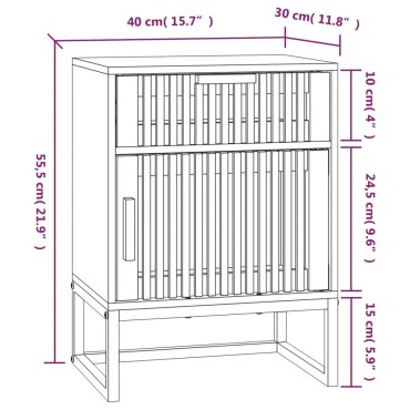 vidaXL Κομοδίνα 2 τεμ. Μαύρα 40x30x55,5cm Επεξεργασμένο Ξύλο & Σίδερο