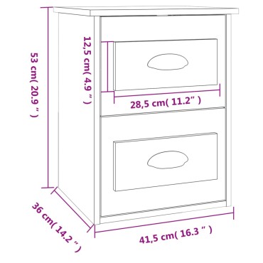 vidaXL Κομοδίνο Επιτοίχιο Μαύρο 41,5x36x53cm 1 τεμ.