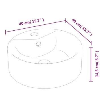 vidaXL Νιπτήρας Στρογγυλός Λευκός 40 x 14,5 εκ. Κεραμικός