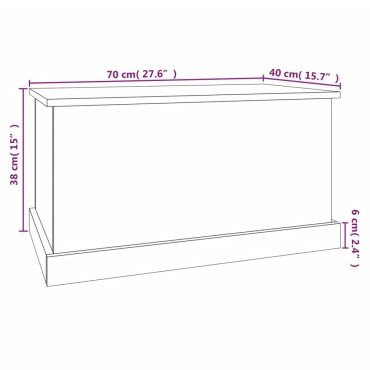 vidaXL Κουτί Αποθήκευσης Λευκό 70x40x38cm Επεξεργασμένο Ξύλο 1 τεμ.