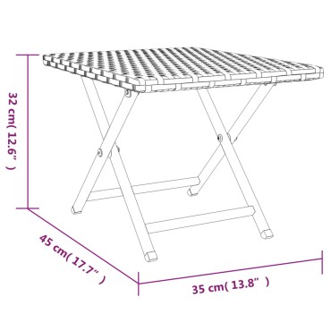 vidaXL Τραπέζι Πτυσσόμενο Καφέ 45x35x32cm από Συνθετικό Ρατάν 1 τεμ.