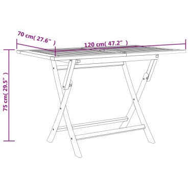 vidaXL Τραπέζι Κήπου Πτυσσόμενο Γκρι 120x70x75cm Μασίφ Ξύλο Teak 1 τεμ.