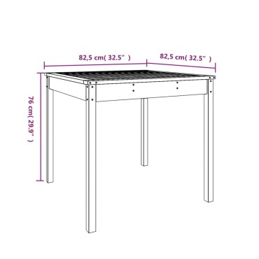 vidaXL Τραπέζι Κήπου Γκρι 82,5x82,5x76cm από Μασίφ Ξύλο Πεύκου 1 τεμ.