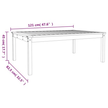 vidaXL Τραπέζι Κήπου Μαύρο 121x82,5x45cm από Μασίφ Ξύλο Πεύκου 1 τεμ.