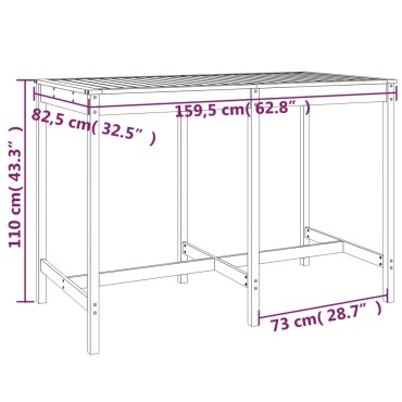 vidaXL Τραπέζι Κήπου 159x82,5x76cm από Μασίφ Ξύλο Πεύκου 1 τεμ.