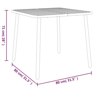 vidaXL Τραπέζι Κήπου Ανθρακί 80x80x71cm Ατσάλινο 1 τεμ.