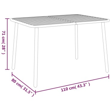 vidaXL Τραπέζι Κήπου Ανθρακί 110x80x71cm Ατσάλινο 1 τεμ.