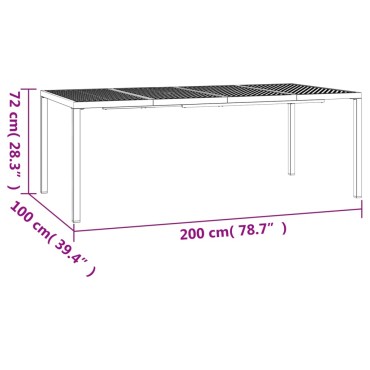 vidaXL Τραπέζι Κήπου Ανθρακί 200x100x72cm Ατσάλινο 1 τεμ.