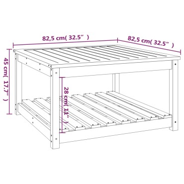 vidaXL Τραπέζι Κήπου Μαύρο 82,5x82,5x45cm από Μασίφ Ξύλο Πεύκου 1 τεμ.