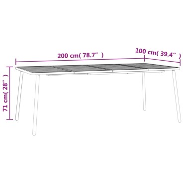 vidaXL Τραπέζι Κήπου Ανθρακί 200x100x71cm Ατσάλινο 1 τεμ.