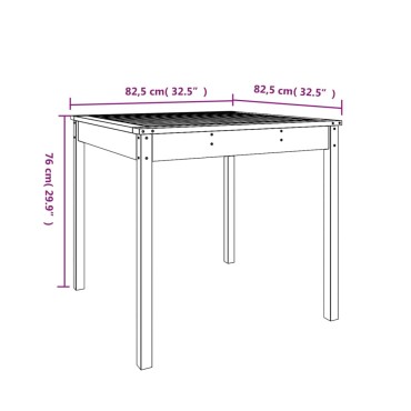 vidaXL Τραπέζι Κήπου Μελί 82,5x82,5x76cm από Μασίφ Ξύλο Πεύκου 1 τεμ.