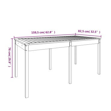 vidaXL Τραπέζι Κήπου Λευκό 159,5x82,5x76cm από Μασίφ Ξύλο Πεύκου 1 τεμ.