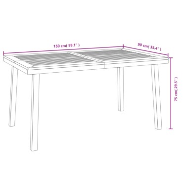 vidaXL Τραπέζι Κήπου 150x90x75cm από Μασίφ Ξύλο Ακακίας 1 τεμ.