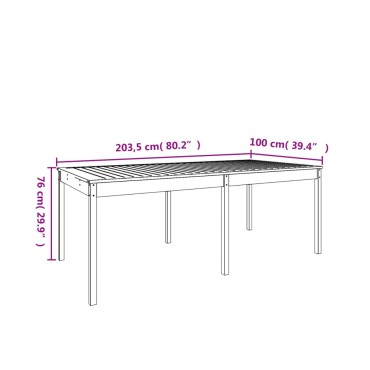 vidaXL Τραπέζι Κήπου 203,5x100x76cm από Μασίφ Ξύλο Πεύκου 1 τεμ.