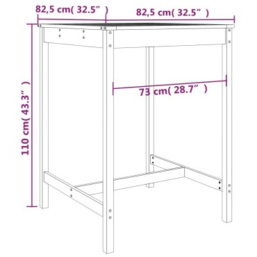 vidaXL Τραπέζι Κήπου Λευκό 82,5x82,5x110cm από Μασίφ Ξύλο Πεύκου 1 τεμ.