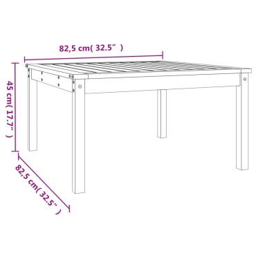 vidaXL Τραπέζι Κήπου Λευκό 82,5x82,5x45cm από Μασίφ Ξύλο Πεύκου 1 τεμ.