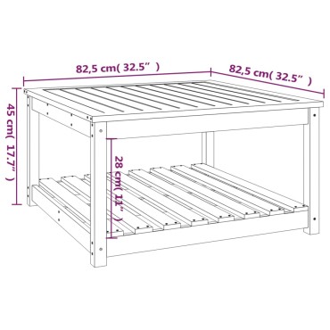 vidaXL Τραπέζι Κήπου Λευκό 82,5x82,5x45cm από Μασίφ Ξύλο Πεύκου 1 τεμ.