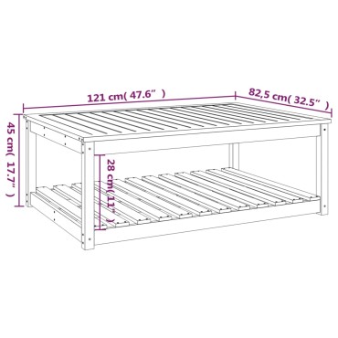 vidaXL Τραπέζι Κήπου Γκρι 121x82,5x45cm από Μασίφ Ξύλο Πεύκου 1 τεμ.