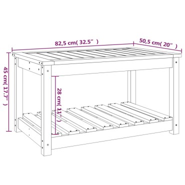 vidaXL Τραπέζι Κήπου Μαύρο 82,5x50,5x45cm από Μασίφ Ξύλο Πεύκου 1 τεμ.