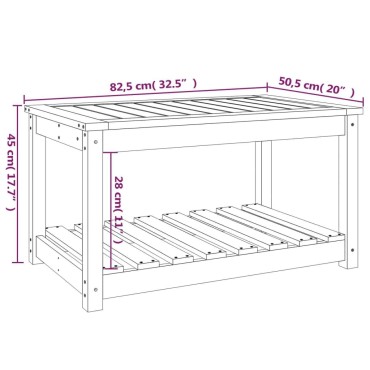 vidaXL Τραπέζι Κήπου Λευκό 82,5x50,5x45cm από Μασίφ Ξύλο Πεύκου 1 τεμ.