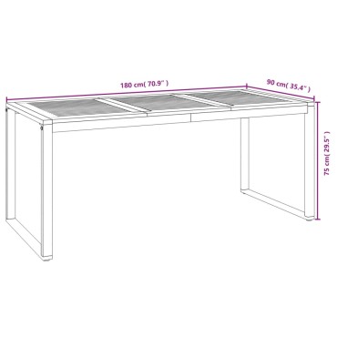 vidaXL Τραπέζι Κήπου Με Πόδια σε Σχήμα U 180x90x75cm Μασίφ Ακακία 1 τεμ.