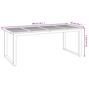 vidaXL Τραπέζι Κήπου Με Πόδια σε Σχήμα U 200x90x75cm Μασίφ Ακακία 1 τεμ.