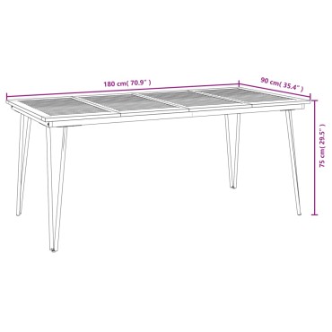 vidaXL Τραπέζι Κήπου Με Πόδια Φουρκέτα 180x90x75cm Μασίφ Ακακία 1 τεμ.