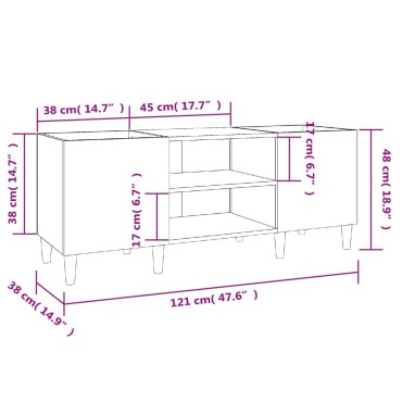 vidaXL Δισκοθήκη Λευκή 121x38x48cm Επεξεργασμένο Ξύλο