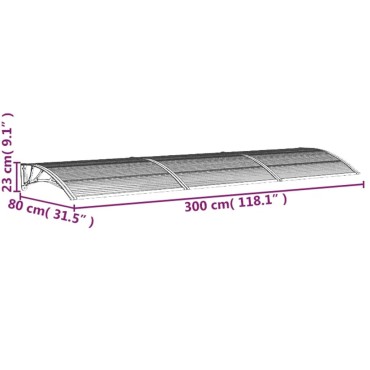 vidaXL Στέγαστρο Πόρτας Μαύρο & Διαφανές 300 x 75 εκ από Πολυκαρβονικό