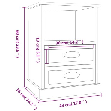 vidaXL Κομοδίνο Λευκό 43x36x60cm 1 τεμ.