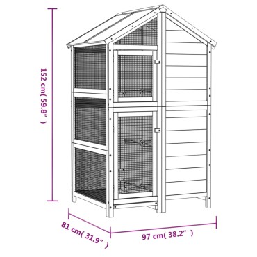 vidaXL Σπιτάκι Πουλιών Καφέ 97 x 81 x 152 εκ. από Μασίφ Ξύλο Πεύκου