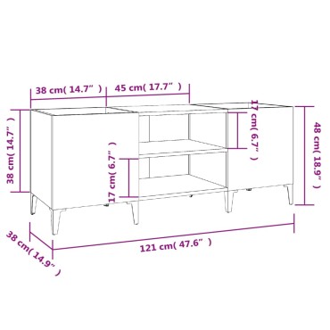 vidaXL Δισκοθήκη Γυαλιστερή Λευκή 121x38x48cm από Επεξεργασμένο Ξύλο