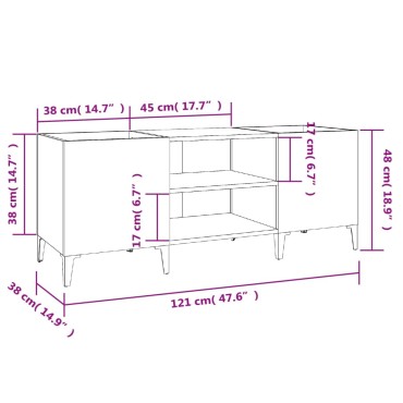 vidaXL Δισκοθήκη Sonoma Δρυς 121x38x48cm από Επεξεργασμένο Ξύλο