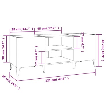 vidaXL Δισκοθήκη Γκρι Σκυροδέματος 121x38x48cm Επεξεργασμένο Ξύλο