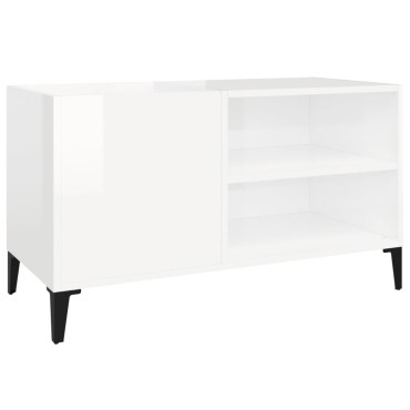 vidaXL Δισκοθήκη Γυαλιστερή Λευκή 84,5x38x48cm Επεξεργασμένο Ξύλο