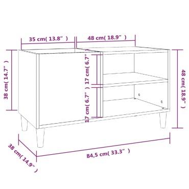 vidaXL Δισκοθήκη Γυαλιστερή Λευκή 84,5x38x48cm Επεξεργασμένο Ξύλο