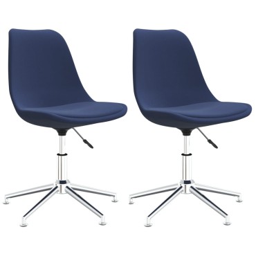 vidaXL Καρέκλες Τραπεζαρίας Περιστρεφόμενες 2 τεμ. Μπλε Υφασμάτινες 48x59x(80-94)cm