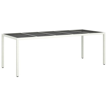 vidaXL Τραπέζι Κήπου Λευκό 250x100x75cm Συνθετ. Ρατάν/Ψημένο Γυαλί 1 τεμ.