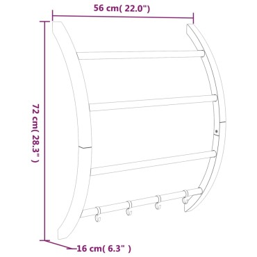 vidaXL Κρεμάστρα Πετσετών με Γάντζους Ασημί 56x16x72 εκ. από Αλουμίνιο