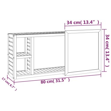 vidaXL Ντουλάπι με Καθρέφτη 80x17x34cm από Μασίφ Ξύλο Καρυδιάς 1 τεμ.