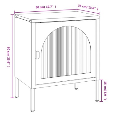 vidaXL Κομοδίνο Μαύρο 50x35x60cm από Ατσάλι και Γυαλί 1 τεμ.