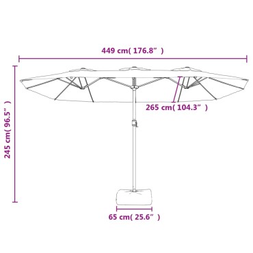 vidaXL Ομπρέλα Κήπου με Διπλή Κορυφή με LED Χρ. Λευκό Άμμου 449x245εκ.