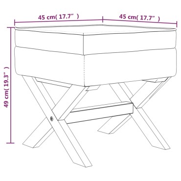 vidaXL Σκαμπό Αποθήκευσης Ανοιχτό Γκρι 45x45x49cm Βελούδινο 1 τεμ.